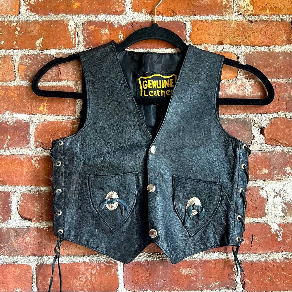 Leather Vest with Snap Front